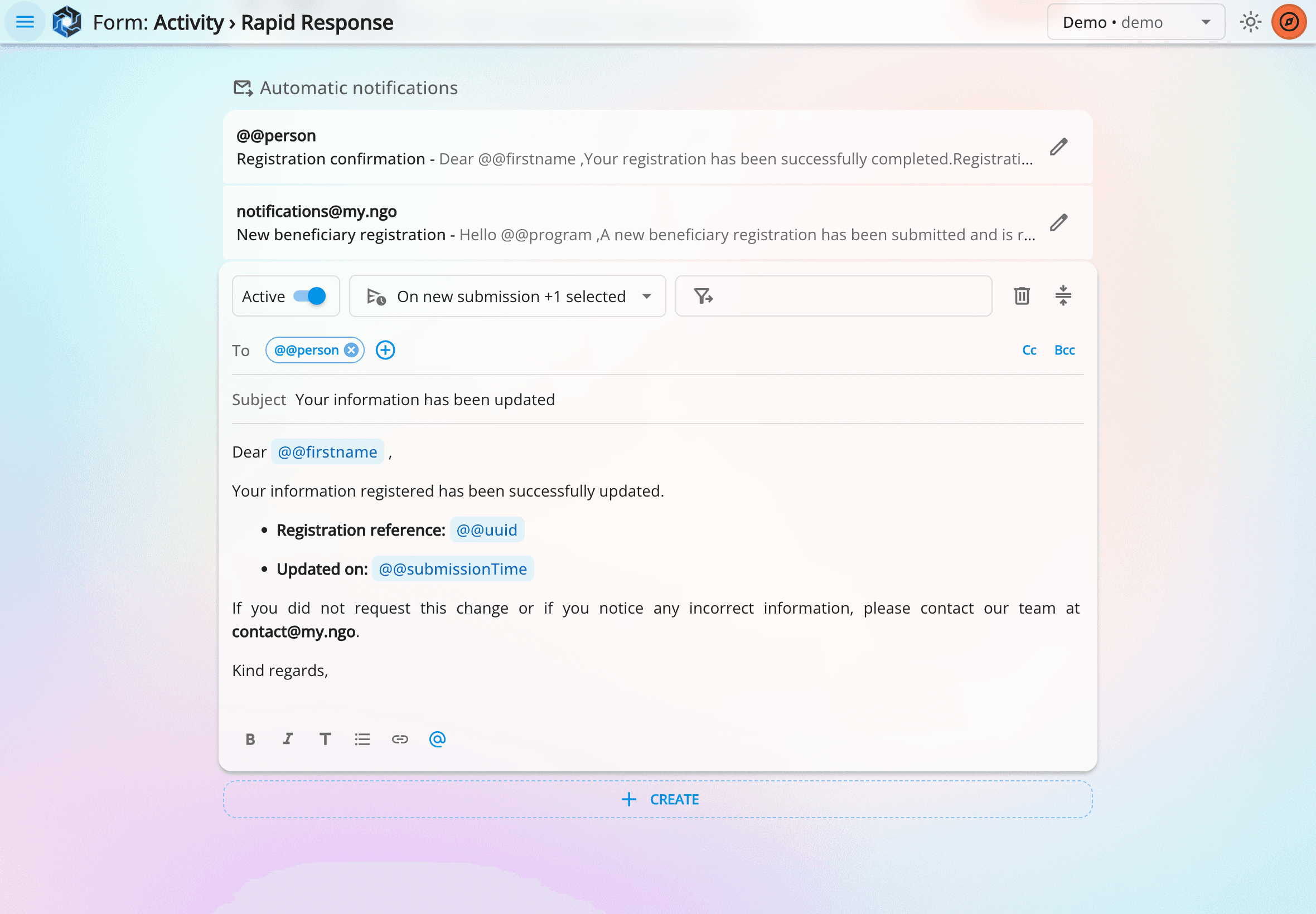 Automated emails