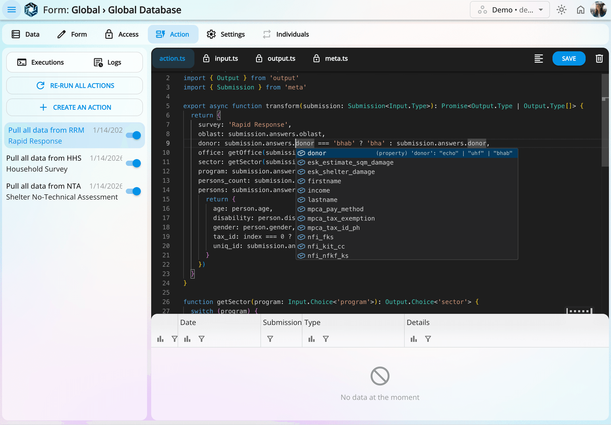 Transform data without limits